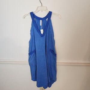 New Anthropologie Daily Practice Dress Size Medium Womens Blue Carli Vneck Mini